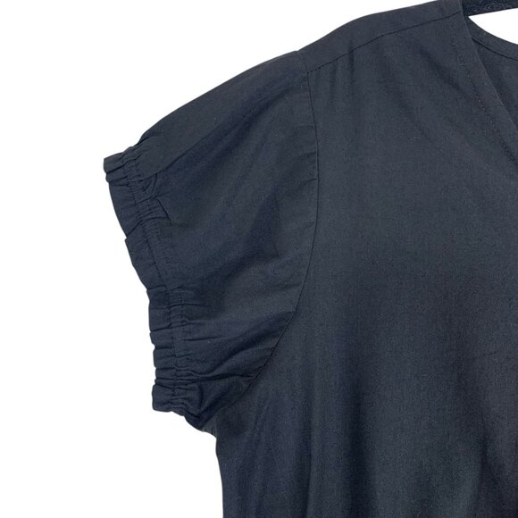 simple  cotton short sleeve black dress elastic wait sz LG San Francisco - Picture 8 of 16
